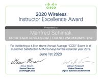 2020 Instructor Excellence Certificate WLAN